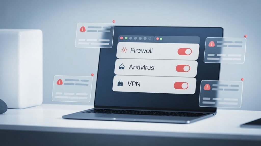 Disable Firewall, Antivirus,