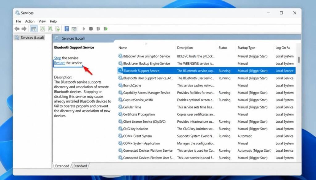 Fix 3 Restart the Bluetooth Support Service