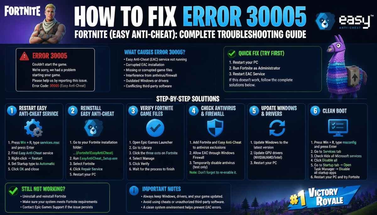 How to Fix Error 30005 Fortnite
