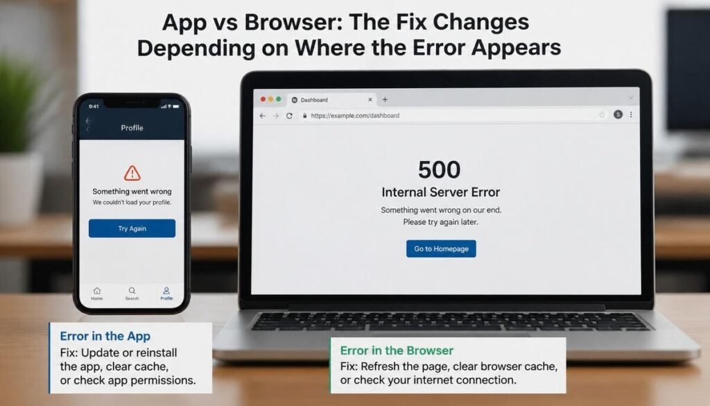 App vs Browser  The Fix Changes Depending on Where the Error Appears