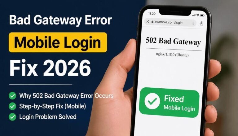 Bad Gateway Error Mobile Login Fix 2026