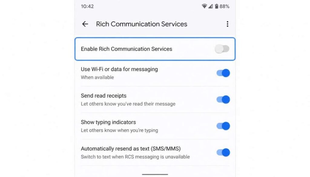 Disable Rich Communication Services