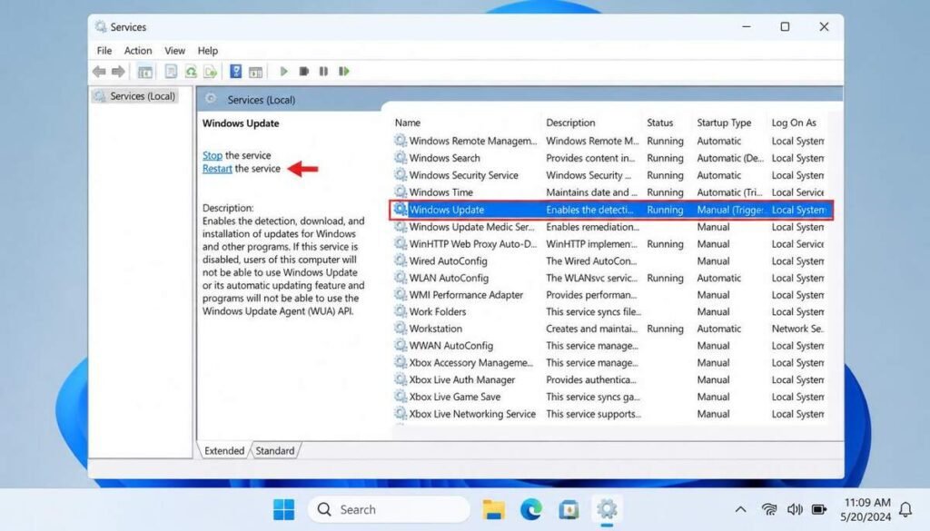 Fix 3 Restart Windows Update Services via Services Manager